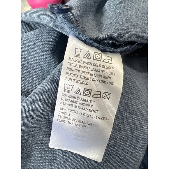 Isaac Mizrahi Live Petite Bridgehampton Stretch Chambray Dress Medium Indigo XL - Picture 4 of 6